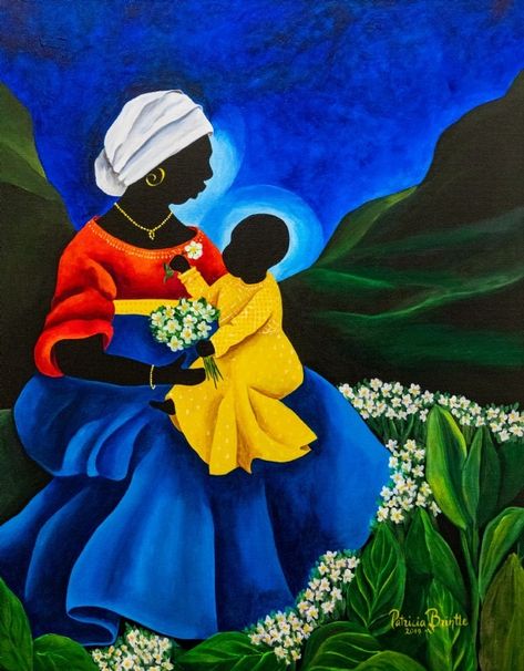 The Colors of Haiti Crown Of Flowers, Arte Folk, Picking Flowers, Flower Throw Pillows, Madonna And Child, Tropical Art, World Cultures, Large Canvas Prints, World Art