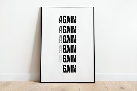 "Elevate your motivation and surround yourself with positive energy with our \"Again, Gain\" motivational poster. This stunning piece of wall art is designed to inspire and encourage, making it the perfect addition to your home or office decor. Featuring a fade motif, the poster adds a touch of elegance and depth to any space. Whether you're looking to boost your motivation in the gym or seeking daily inspiration, this poster is sure to make a powerful impact. The bold typography and dynamic design serve as a constant reminder to push through challenges and achieve your goals. Hang it up in your home gym for an extra boost of encouragement during intense workouts, or display it in your office to infuse your work environment with positivity and determination. Black Wooden Framed Poster Our Minimalist Gym, Watercolor Wallpaper Iphone, Gym Poster, Home Gym Decor, Gym Decor, Motivational Poster, Poster Minimalist, Bold Typography, Watercolor Wallpaper