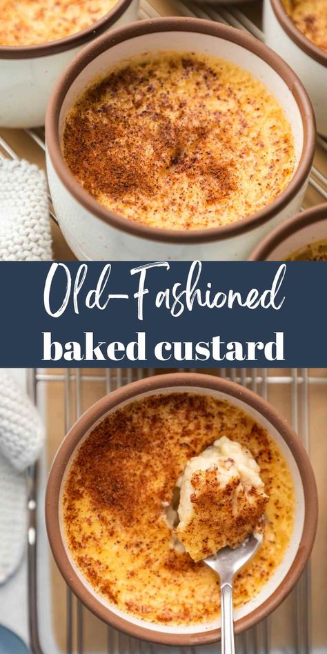 This classic baked custard recipe is an old-fashioned dessert. This easy recipe makes silky smooth baked egg custard with almost no prep. Old Fashioned Custard Recipe, Raisin Pudding, Homestead Baking, Baked Custard Recipe, Custard Dessert Recipes, Canned Milk, Adorable Desserts, Baked Egg Custard, Custard Recipe Easy