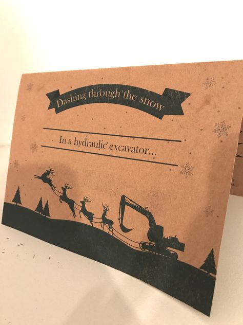 2016 Christmas card to a construction worker! Combining a love of excavators and reindeer. Construction Christmas, Christmas Card Envelopes, Business Christmas Cards, Dashing Through The Snow, Construction Worker, Christmas 2016, Construction Equipment, Christmas Craft, Xmas Cards