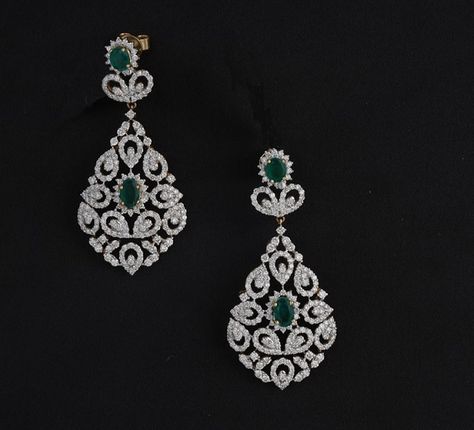 bridal diamond drop earrings bridal jewellry Bridal Diamond Earrings, Big Diamonds Necklace, Bridal Jewellry, Drop Earrings Bridal, Kalyan Jewellers, Real Diamond Earrings, Bridal Jewelry Necklace, Round Diamond Earrings, Indian Bridal Jewellery