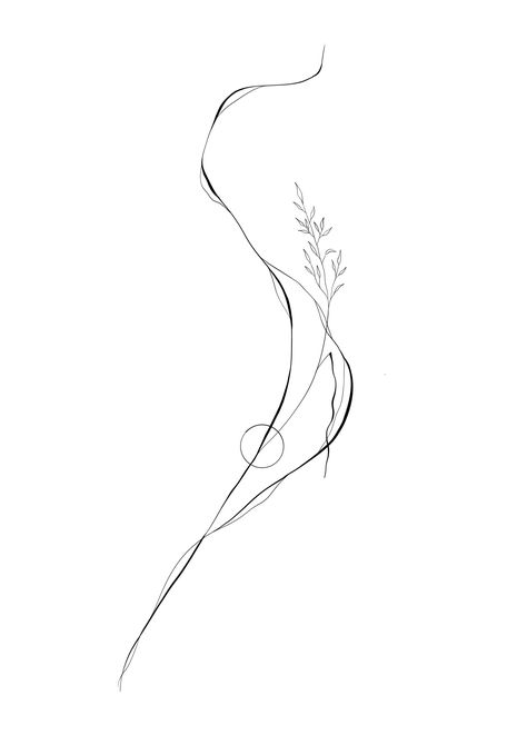 Fine Line Back Tattoos For Women, Fineline Arm Tattoos For Women, Arm Tattoos For Women’s, Flow Line Tattoo, Leg Line Tattoo, Waist Tattoo Ideas, Line Work Flower Tattoo, Abstract Floral Tattoo, Vertical Tattoo Design