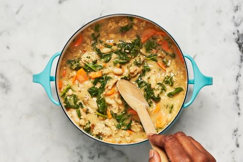 Chicken Sausage And Bean Soup, Chicken Sausage Bean Soup, Hello Fresh Soup Recipes, Sausage Bean Soup, Hello Fresh Chicken, Sausage And Bean Soup, Weeknight Dinner Recipes, Italian Chicken Sausage, Bean Soup Recipe