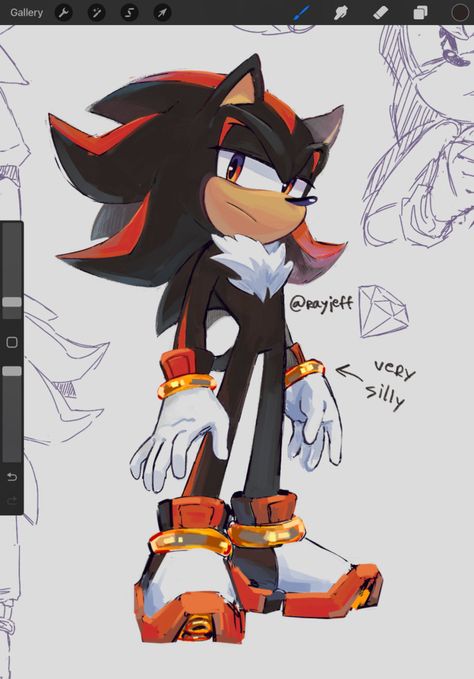 Sonic The Hedgehog Reference Sheet, Shadow Drawing Sonic, Sonic Side Profile, Shadow The Hedgehog Reference, How To Draw Shadow The Hedgehog, Sonic Pumpkin Carving, Shadow Human Version, Sonic Poses Reference, Shadow The Hedgehog Drawing