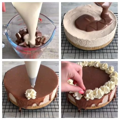 No-Bake Kinder Cheesecake - Best Homemade Recipes Fun Cheesecake Recipes, Easy Cheesecake Recipes, Fresh Cheese, Digestive Biscuits, Kids Party Food, Easy Cheesecake, Chocolate Filling, Cheesecake Bars, Birthday Food