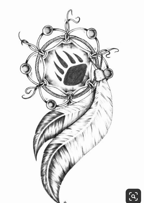 Dream Catcher Tattoos, Tattoo Wolf, Bear Claw, Dreamcatcher Tattoo, Dream Catcher, Native American, Tattoos, Design