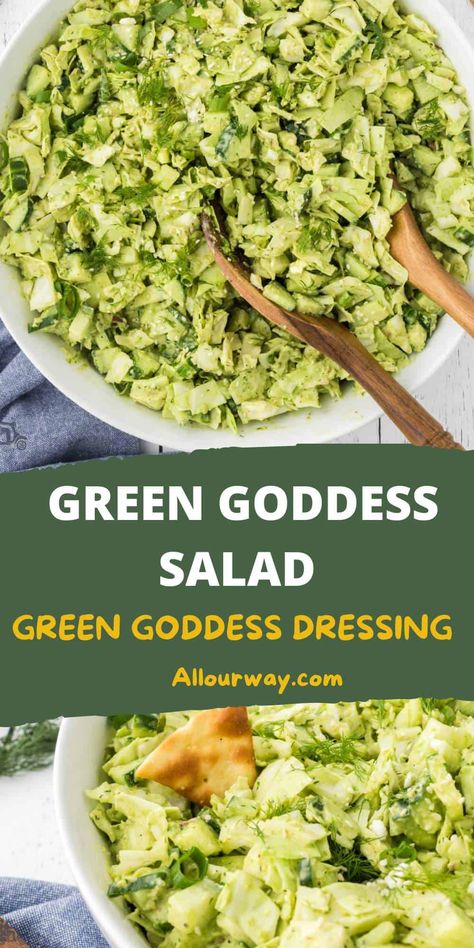 Green Goddess Salad and Dressing Green Godesses Salad Dressing, Green Godesses Dressing, Green Godesses Salad Recipe, Green Goodness Salad, Goddess Salad Recipe, Green Goddess Salad Recipe, Salad And Dressing, Pearl Couscous Salad, Green Goddess Dip