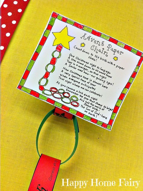 Advent Paper Chain Countdown - FREE Printable Advent Paper Chain, Paper Chain Countdown, Christmas Sunday School, Christmas Sunday, Advent Crafts, Happy Home Fairy, Christmas Scripture, Advent Activities, Paper Chain