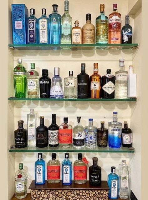 Gin Collection, Home Bar Design, Gin Bar, Gin And Tonic, House Interior Decor, Bar Design, Interior Decor, Gin, Interior Decorating