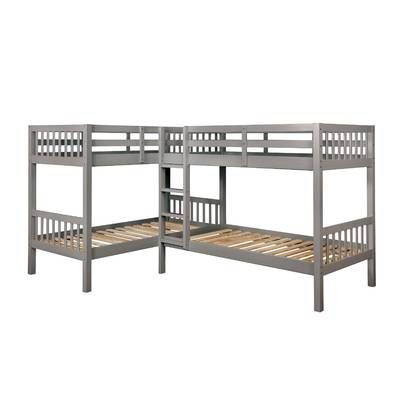 Chelsea Home Twin over Twin Bunk Bed & Reviews | Wayfair Bunk Bed Designs For Teens, Safe Bunk Beds, Triple Bed, Triple Bunk Beds, Bunk Rooms, Twin Bunk Bed, Space Bedding, Bunk Bed With Trundle, Slatted Headboard