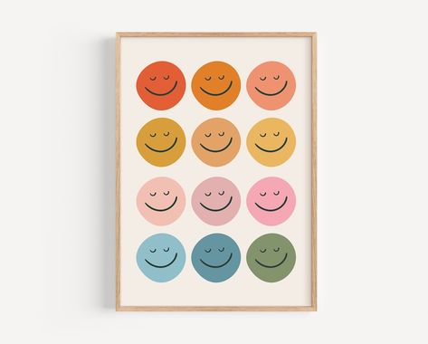 JunicaKids - Etsy United Arab Emirates Pink Playroom, Colorful Nursery Decor, Smiley Face Print, Modern Eclectic Home, Best Toddler Gifts, Retro Smiley Face, Colorful Nursery, Eclectic Homes, Modern Playroom