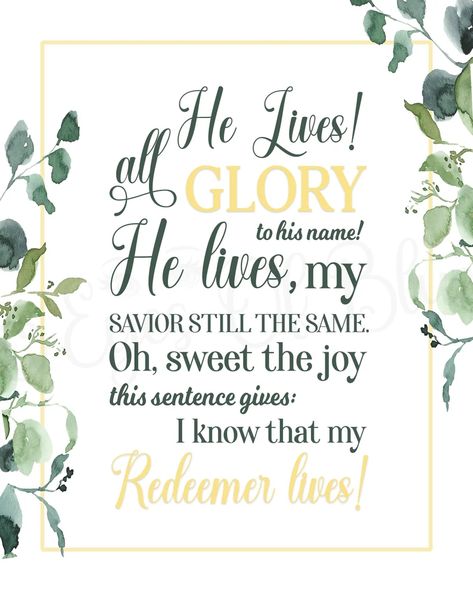 My Redeemer Lives Hymn Printable LDS Printable Quotes - Etsy Lds Quotes Printables, Printable Hymns, My Redeemer Lives, Lds Printables, Printable Quotes, Words Of Wisdom, I Know, Printed Items, Inspirational Quotes