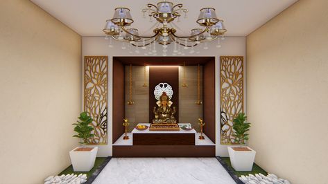 #pooja #morden pooja mandir #pooja decors follow us on https://instagram.com/ab_architects21?utm_medium=copy_link Pooja Room At Entrance, Open Pooja Room, God Tiles In Pooja Room, 3 Feet Pooja Room, Pooja Room Usa Home, Pooja Mandir, Pooja Room, Pooja Rooms, Bathroom Lighting