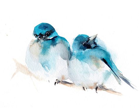 Birds Couple, Bird Watercolor Art, Whimsical Birds, Painted Pictures, Canvas Inspiration, Bird Watercolor Paintings, Bird Sketch, Bird Paintings, Modern Fine Art