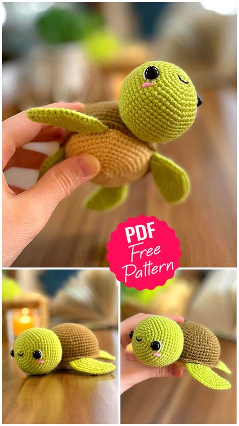 Amigurumi Cute Turtle PDF Crochet Free Pattern - Amigurumi Crochet Amigurumi Turtle, Turtle Crochet Pattern Free, Mobile Crochet Pattern, Crochet Turtle Pattern Free, Crochet Iris, Crochet Sunflowers, Turtle Crochet Pattern, Crochet Turtle Pattern, Turtle Crochet