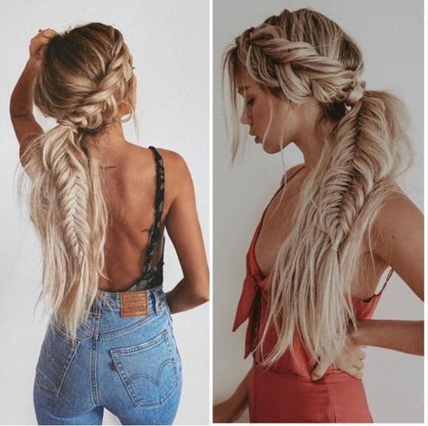 Braid Hairstyle Ideas, Beautiful Braided Hairstyles, Fishtail Hairstyles, Fishtail Braid Hairstyles, Simple Prom Hair, Braid Hairstyle, Bridal Hair Updo, Fishtail Braid, Hairdo For Long Hair