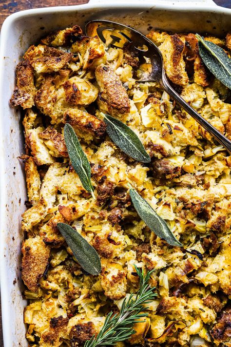 Fennel Stuffing, Vegetarian Stuffing Recipe, Sausage And Fennel, Apple Stuffing, Vegetarian Stuffing, Easy Stuffing Recipe, Fennel Sausage, Sage Sausage, Stuffing Recipes