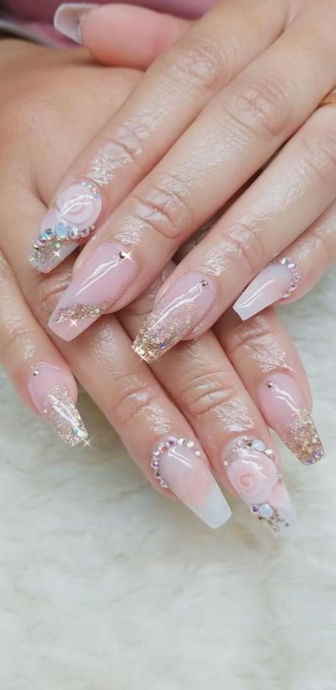 Encased Nails, Ombre Flower Nails, Taupe Nails Designs, Marble Nail Design, White Nails With Gold, Nails Marble, Nails Rose, Marble Nail Designs, Nails Ombre