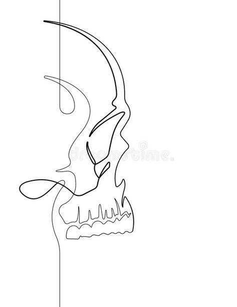 Single Line Skull Tattoo, Skull Line Art Simple, Single Line Sketch, One Line Skull, Skeleton Line Art, Skull Line Drawing, Line Art Skull, Anatomy Line Art, Skull Minimalist