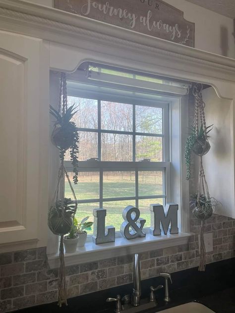 Decor Above Kitchen Sink, Kitchen Window Decor Over Sink, Green Farmhouse Kitchen, Farmhouse Kitchen Window, Kitchen Window Decor, Above Kitchen Sink, Farmhouse Kitchen Curtains, Green Farmhouse, Kitchen Renovation Inspiration