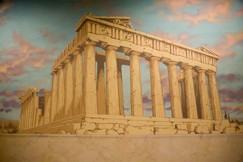 Parthenon mural Parthenon Painting, Greece Gods, Parthenon Greece, Layer Art, Greece Painting, Layered Art, Army Knife, Athens Greece, Swiss Army Knife