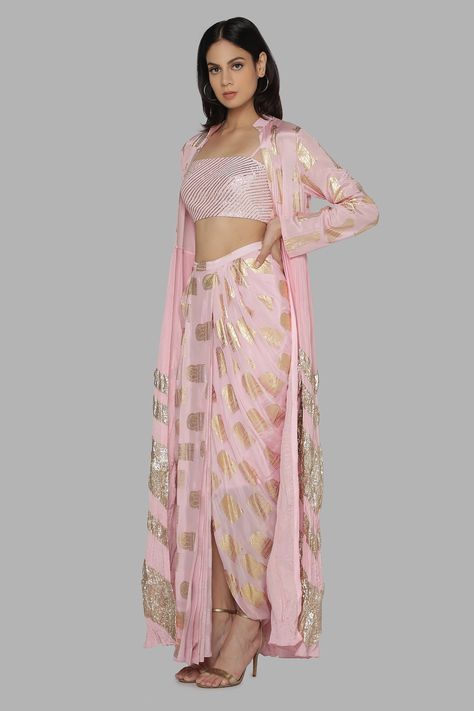 Dhoti Dresses For Women, House Of Masaba, Dhoti Skirt, Embroidered Bustier, Cape Set, Embroidered Cape, Stylish Kurtis Design, Gown Pattern, Dress Design Patterns