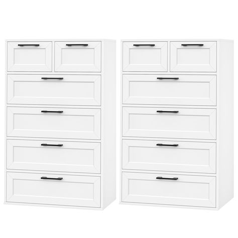 PRICES MAY VARY. 🦋【Unique Craft】 BOTLOG white dresser features a mitered drawer front and an upgraded trapezoidal style. We pay special attention to the hand-made drawer front to ensure its geometric beauty and sturdiness 🗄【Safer】Equipped with anti-tip accessories, the tall dresser with drawer chest features a trapezoidal design, which is narrow at the top and wider at the bottom, to ensuring stability. Even when fully loaded, the drawers won't tip over, providing safety for your family and pe Master Closet Drawers, Bedroom White Dresser, Dresser 6 Drawer, Dresser Tall, Narrow Dresser, Closet Makeover Diy, Chest Of Drawers Bedroom, White Storage Cabinets, Drawers Bedroom