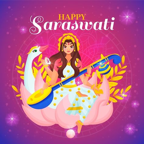 Ayutha Pooja, Happy Saraswati Puja, Vasant Panchami, Saraswati Puja, Saraswati Goddess, Emotional Skills, Hd Images, Flat Design, Our Kids