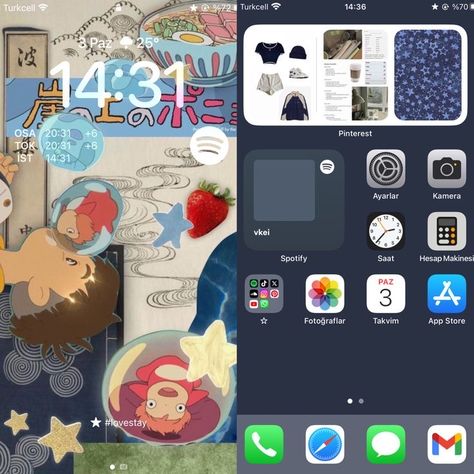 Ponyo Studio Ghibli, Studio Ghibli Wallpaper, Ghibli Wallpaper, Whatsapp Theme, Ios Layout, Iphone Home Screen Layout, Phone Layout, Phone Inspiration, Iphone App Layout