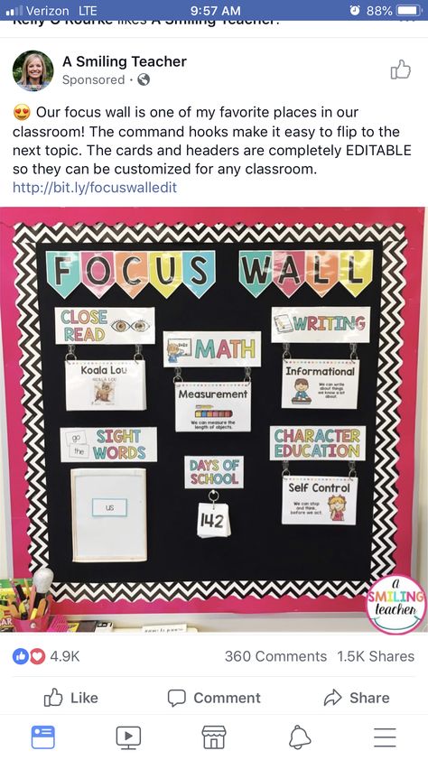 Classroom Organization Kindergarten, Math Focus Walls, Kindergarten Classroom Organization, Focus Boards, Kindergarten Classroom Decor, Sped Classroom, Focus Images, 5th Class, Focus Wall