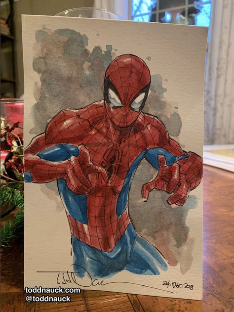 Sick Paintings, Marvel Sketches, Sakura Koi Watercolor, Todd Nauck, Spiderman Painting, Scenic Painting, Micron Pens, Koi Watercolor, Spiderman Drawing