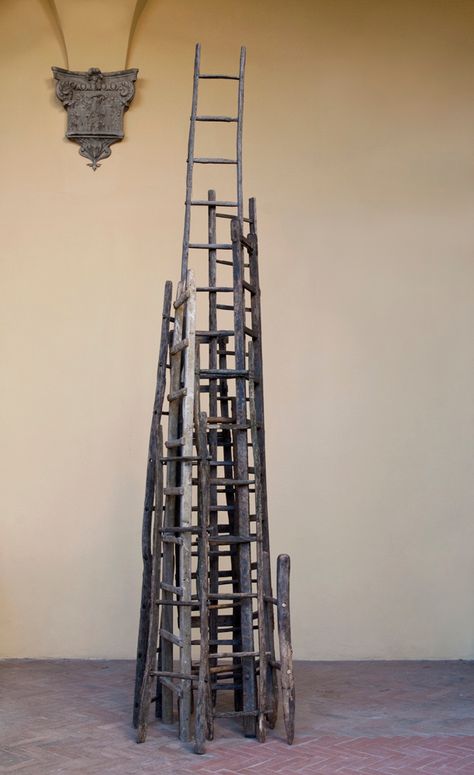 Ladder Art, Ladder To Heaven, Environmental Architecture, Environmental Sculpture, Clay Houses, Contemporary Crafts, Contemporary Art Gallery, Land Art, Abstract Sculpture