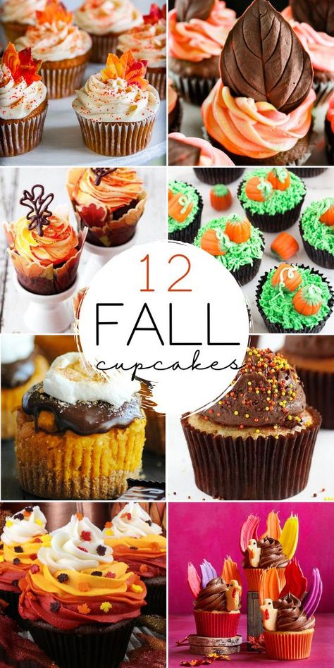 Never forget the sweets at your table party this Fall season! Get creative and try these fall cupcake ideas! Decorate your own cupcake with these amazing flavors, they're very cute and easy! Kids would love this autumn design of cupcakes! Fall Cupcake Ideas, Thanksgiving Cupcakes Decoration, Fall Cupcakes Decoration, Thanksgiving Cupcakes, Fall Cupcakes, Thanksgiving Desserts Easy, Holiday Cupcakes, Table Party, Creative Cupcakes