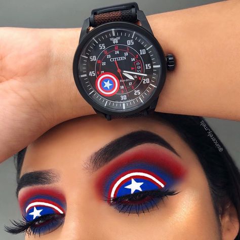 Patriotic Makeup, Superhero Makeup, Sally Makeup, Makeup Pride, Disney Eye Makeup, Crazy Eye Makeup, Disney Character Makeup, Disney Eyes, Beginners Eye Makeup