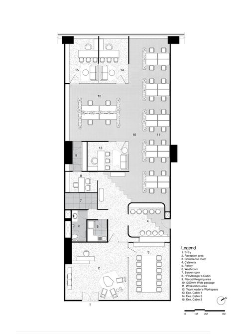 Gallery of Chromatic Indulgence Office / Abin Design Studio - 17 Staff Quarters Design Plan, Architectural Firm Office Floor Plan, Gym Layout Plan, Coworking Office Design, We Work Office, Office Open Plan, Office Building Plans, Open Office Layout, Office Layout Plan