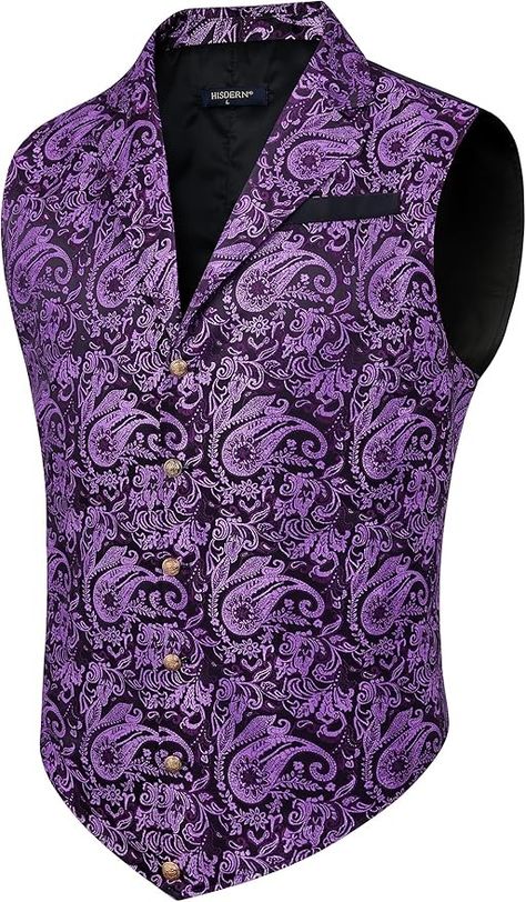 Amazon.com: HISDERN Men's Suit Vest Purple Victorian Vests for Men Paisley Steampunk Gothic Men Vest Formal Waistcoat Vest for Suit Tuxedo V-Ncek Party Wedding : Clothing, Shoes & Jewelry Gothic Waistcoat, Christmas Suspenders, Paisley Suit, Bow Tie Shirt, Suit Tuxedo, Tuxedo Vest, Mens Suit Vest, Party Suits, Victorian Steampunk