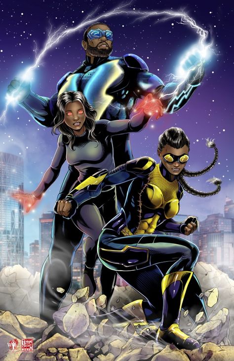 Black Lightning Christmas Outfits For Family Pictures, Black Comics, Univers Dc, Arte Dc Comics, Dc Memes, Bd Comics, Superhero Characters, Black Lightning, Black Characters