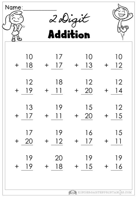 Print these free 2 digit addition worksheets for use at home or in school, Solve these addition problems with 2-digit addends. 2 Digit Addition Worksheets Related 1 Digit Addition Worksheets, Addition 2 Digits Worksheets, Addition Worksheets 2 Digit, 2 Digit Addition Worksheets, Addition Two Digits Worksheet, 2 Digit Addition Worksheets For Grade 1, Kindergarten Math Sheets, Addition 3 Digit Numbers Worksheets, Addition Worksheets Kindergarten