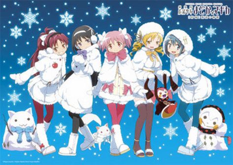 'Puella Magi Madoka Magica' Girls Get Special Winter Art For Sapporo Snow Festival' Magica Modaka, Mahō Shōjo Madoka Magica, Magia Record, Sayaka Miki, Anime Christmas, Mahō Shōjo, Puella Magi, Poster Ideas, Puella Magi Madoka Magica