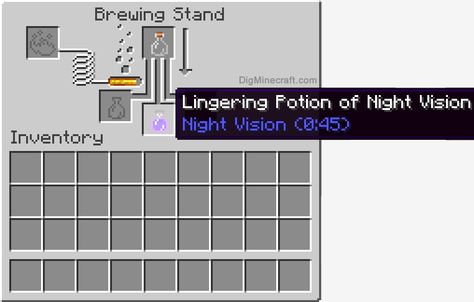 Learn about lingering potions in Minecraft. Now make a Lingering Potion of Night Vision in 1.9 (and more brewing recipes) Potion Recipes, Potions Recipes, Brewing Recipes, Crafting Recipes, How To Craft, Minecraft Tutorial, Night Vision, Step By Step Instructions, Minecraft