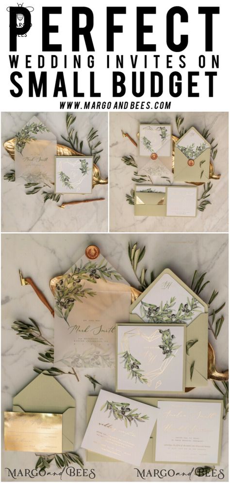 Are you planning a dreamy and romantic wedding in the mesmerizing landscapes of Tuscany? If so, then our elegant olive wedding invitations are the perfect choice for you. With their sophisticated design and luxurious feel, they will set the tone for your special day. Our luxury sage green wedding invites are crafted with utmost care and attention to detail. The soft and subtle green hue represents new beginnings and harmony, making it an ideal color for a wedding invitation. The timeless design Sage Green Wedding Invites, Olive Wedding Invitations, Tuscany Wedding Invitations, Green Wedding Invites, Boho Style Wedding Invitations, Wedding Invitations Luxury, Olive Branch Wedding, Olive Wedding, Gold Foil Wedding Invitations