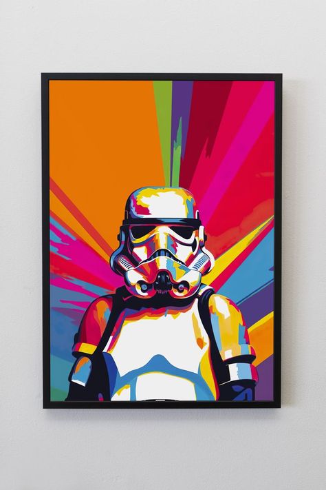 Star Wars Wall Painting, Stormtrooper Drawing, Stormtrooper Painting, Drawing Star Wars, Minimalist Star Wars, Modern Star Wars, Star Wars Art Painting, Star Wars Pop Art, Stormtrooper Art