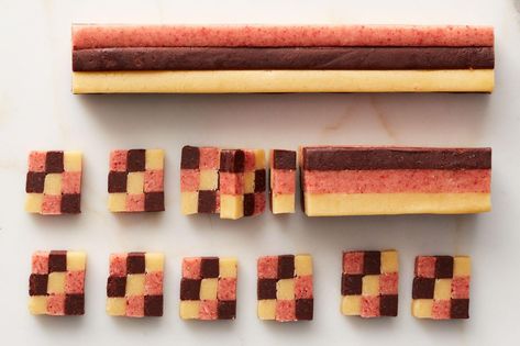 Neapolitan Checkerboard Cookies | | phillytrib.com Checkered Cookies Recipes, Brunch Friendsgiving, Japanese Checkerboard Cookies, Neapolitan Desserts, Neapolitan Style Pizza, Neapolitan Cookies, Marble Cookies, Checkerboard Cookies, Cookie Recipe Video