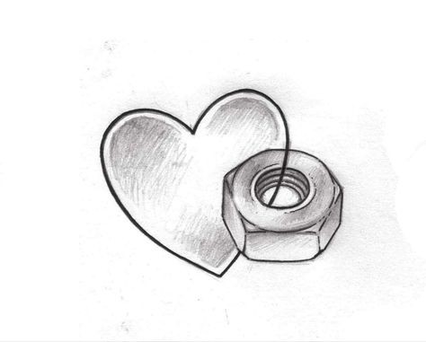 Nut And Bolt Couple Tattoo, Nut Tattoo, Nut And Bolt Tattoo, Turbo Heart Tattoo, Bolt Tattoo, Wedding Ring Tattoo, Ring Tattoos, Nuts And Bolts, Matching Tattoos