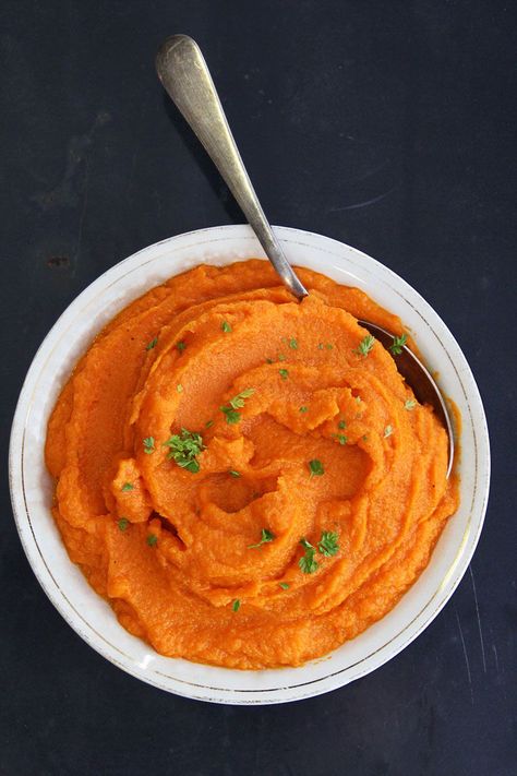 Puréed Carrots with Orange and Ginger Recipe | Saveur Garlic Balsamic, Jewish Holiday Recipes, Passover Recipes, Holiday Side Dishes, Ginger Recipes, Carrot Recipes, Jewish Recipes, Vegetable Seasoning, Thanksgiving Side Dishes