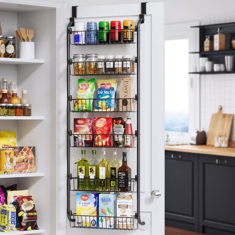 PRICES MAY VARY. Note: Please Measure pantry depth and factor in obstructions (dividers, compartments, etc.) before purchasing our over the door pantry organizer. Allow at least 5.2 inches of clearance between the door and the pantry shelves Maximize Storage with Large Capacity! Boasts 6 large baskets, each size L16.22*D4.65*H2.95 inches. Withstands 60 lbs. (10 lbs/tier). Versatile for any need, adding extra storage when space is limited, whether as a pantry door organizer or an over the door sp Pantry Door Rack, Door Pantry Organizer, Pantry Door Storage, Door Spice Rack, Pantry Door Organizer, Hanging Spice Rack, Pantry Organizer, Over The Door Organizer, Pantry Organizers