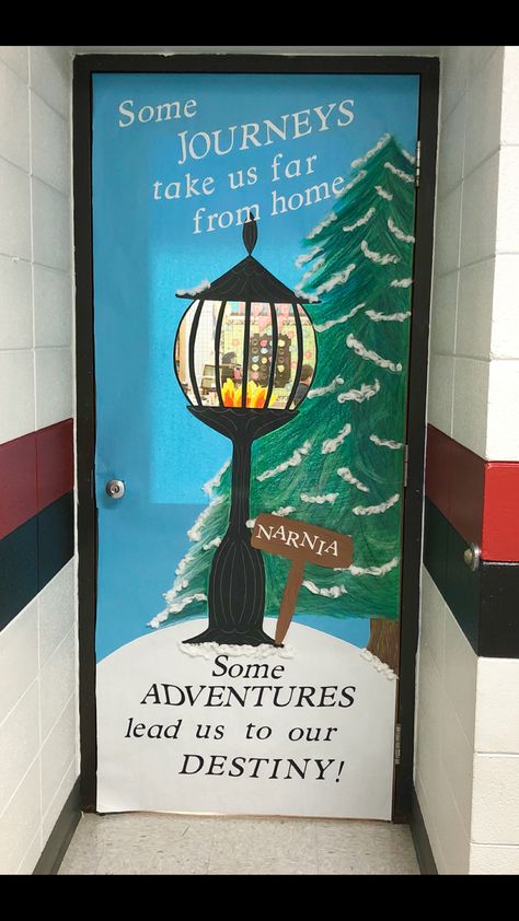 Narnia classroom door theme Holiday Classroom Doors, Winter Library, Winter Classroom Door, Classroom Door Ideas, Door Decorations Classroom Christmas, Holiday Door Decorations, Christmas Door Decorating Contest, Christmas Classroom Door, School Door Decorations