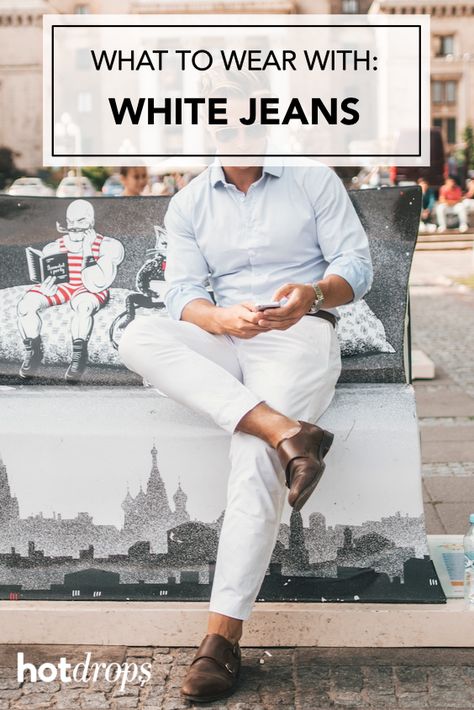 Men’s White Jeans, Men’s White Jeans Outfit, Mens White Jeans Outfit, White Jeans Outfit Men Casual, White Jeans Outfit Men, Denim Jeans Outfit Men, White Denim Jeans Outfit, White Jeans Outfit Summer, White Pants Outfit Summer