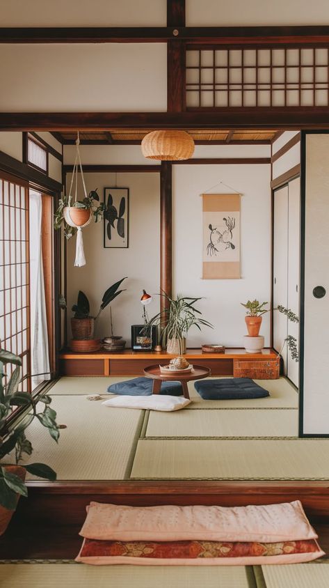 30+ Gorgeous Japanese Tiny House Interiors to Inspire You Interior Design Small Apartment Budget, Zen Tiny House Japanese Style, Studio Apartment Japanese Style, Japanese Aesthetic Home Decor, Japanese Home Inspiration, Minimalist Japanese Apartment, Japanese House Aesthetic Modern, Japanese Room Interior, Japandi Minimalist Interior