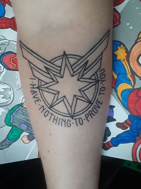 Captain Marvel Tattoo, Thor Tattoo, Captain Marvel Carol Danvers, Marvel Tattoos, Embroidery Gifts, Badass Women, Captain Marvel, Future Tattoos, Powerful Women